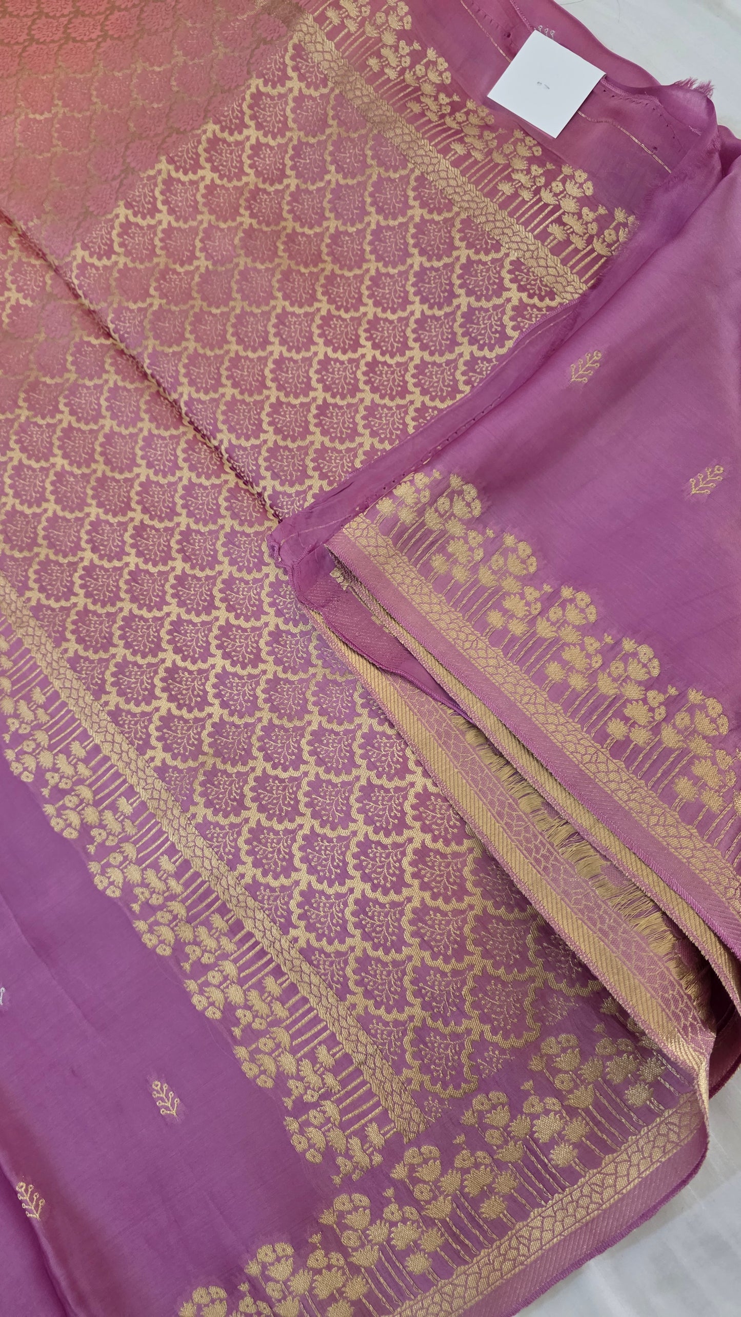 Shaded pink/ Lavender Satin Silk Saree