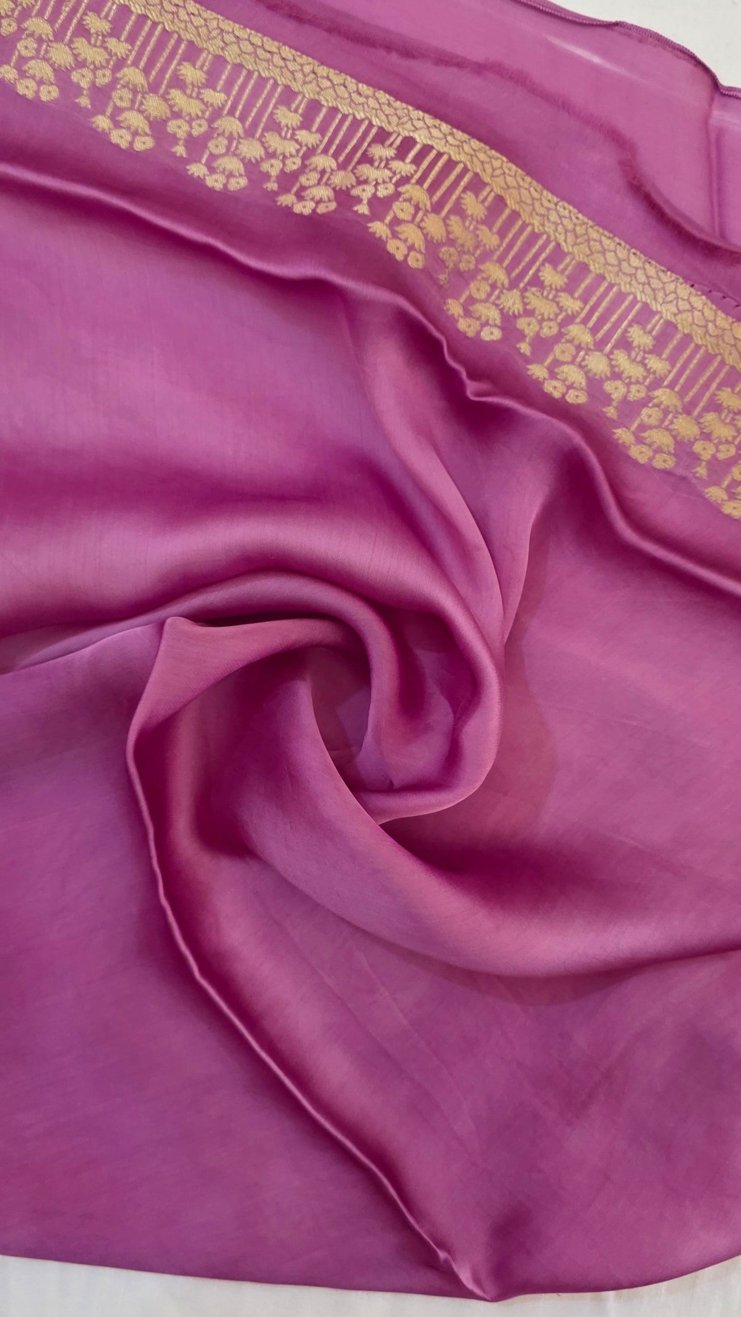 Shaded pink/ Lavender Satin Silk Saree