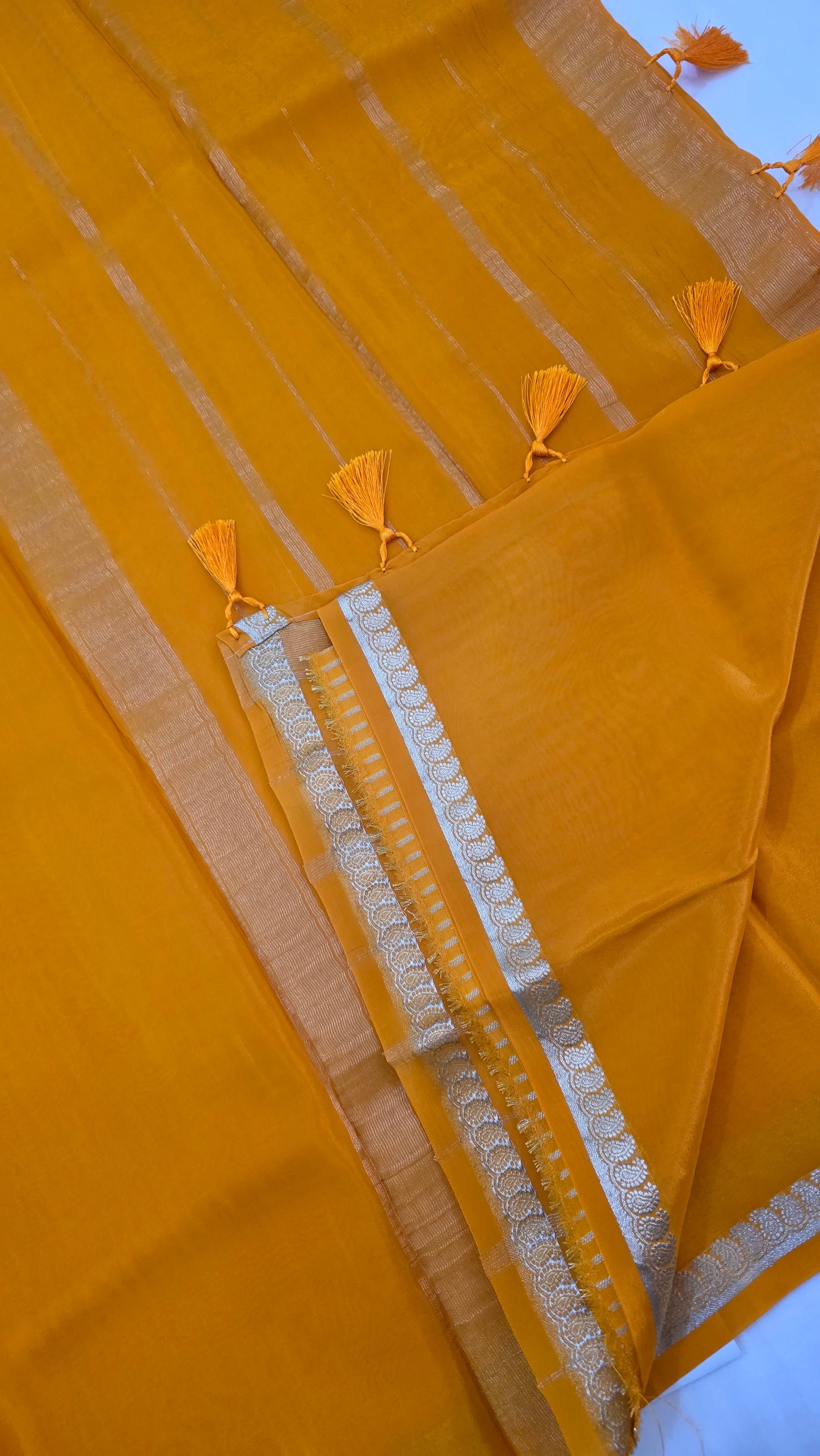 Yellow  plain Mysore crepe Silk