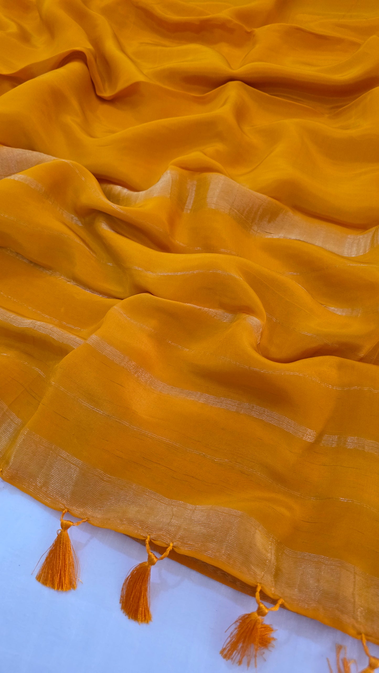 Yellow  plain Mysore crepe Silk