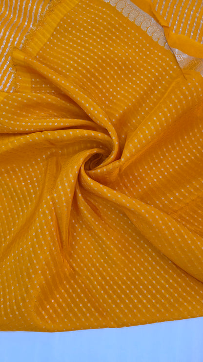 Yellow  plain Mysore crepe Silk