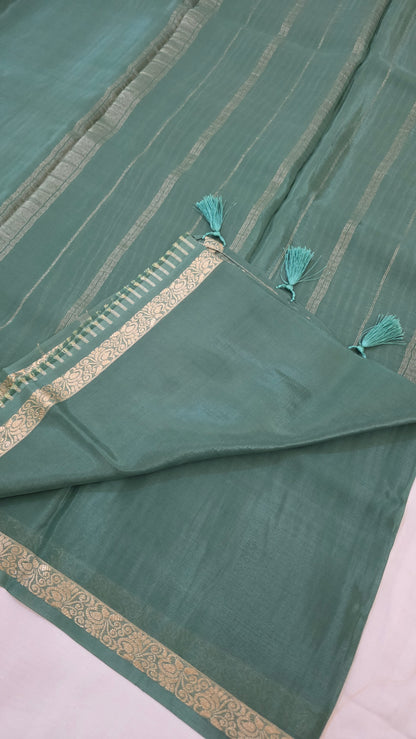 Green plain Mysore crepe Silk