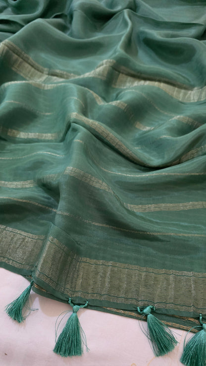 Green plain Mysore crepe Silk
