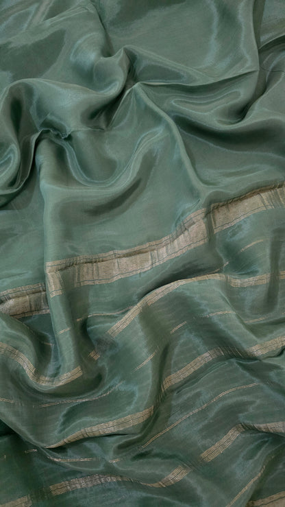 Green plain Mysore crepe Silk