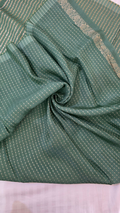 Green plain Mysore crepe Silk