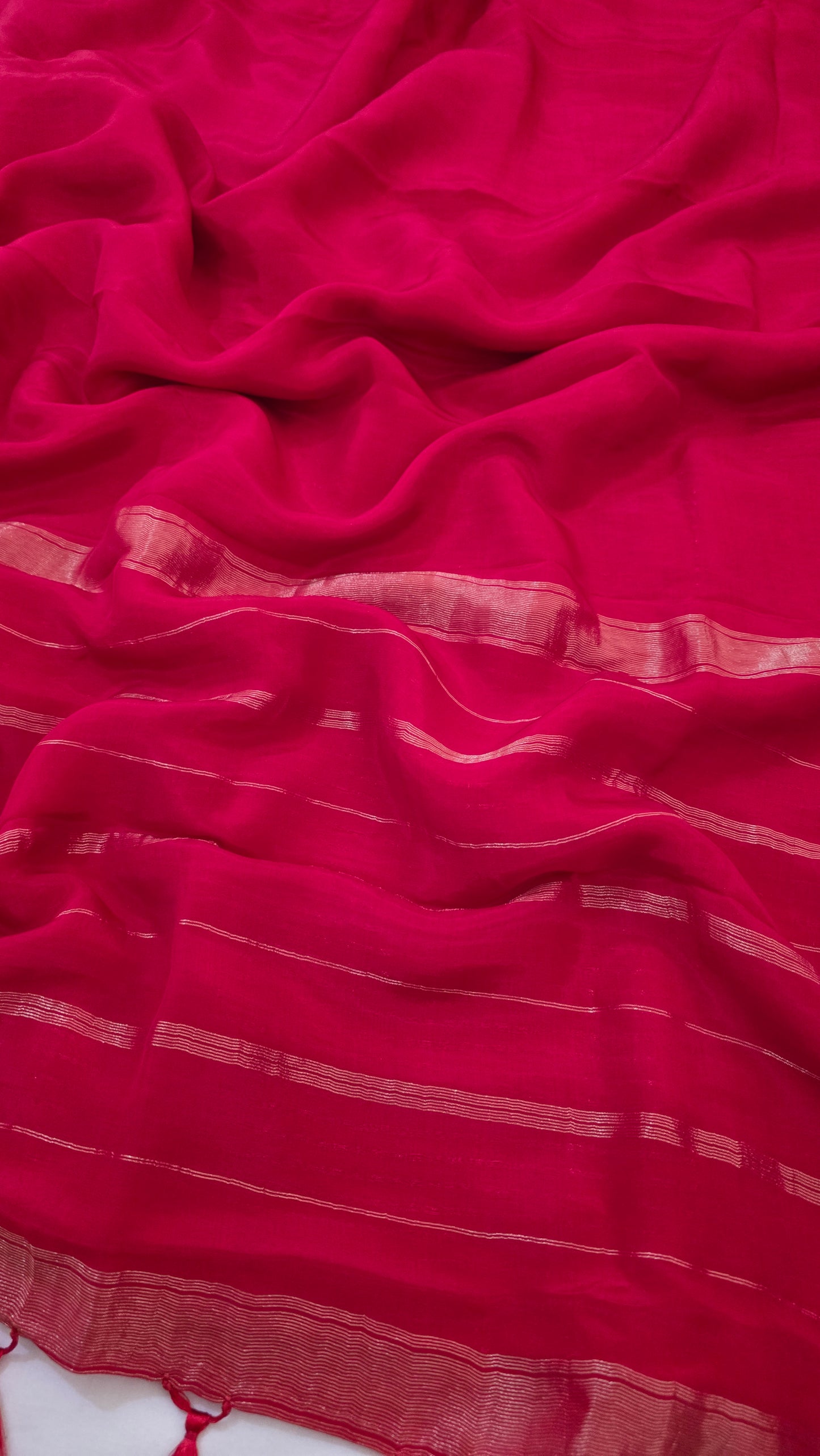 Red plain Mysore crepe Silk