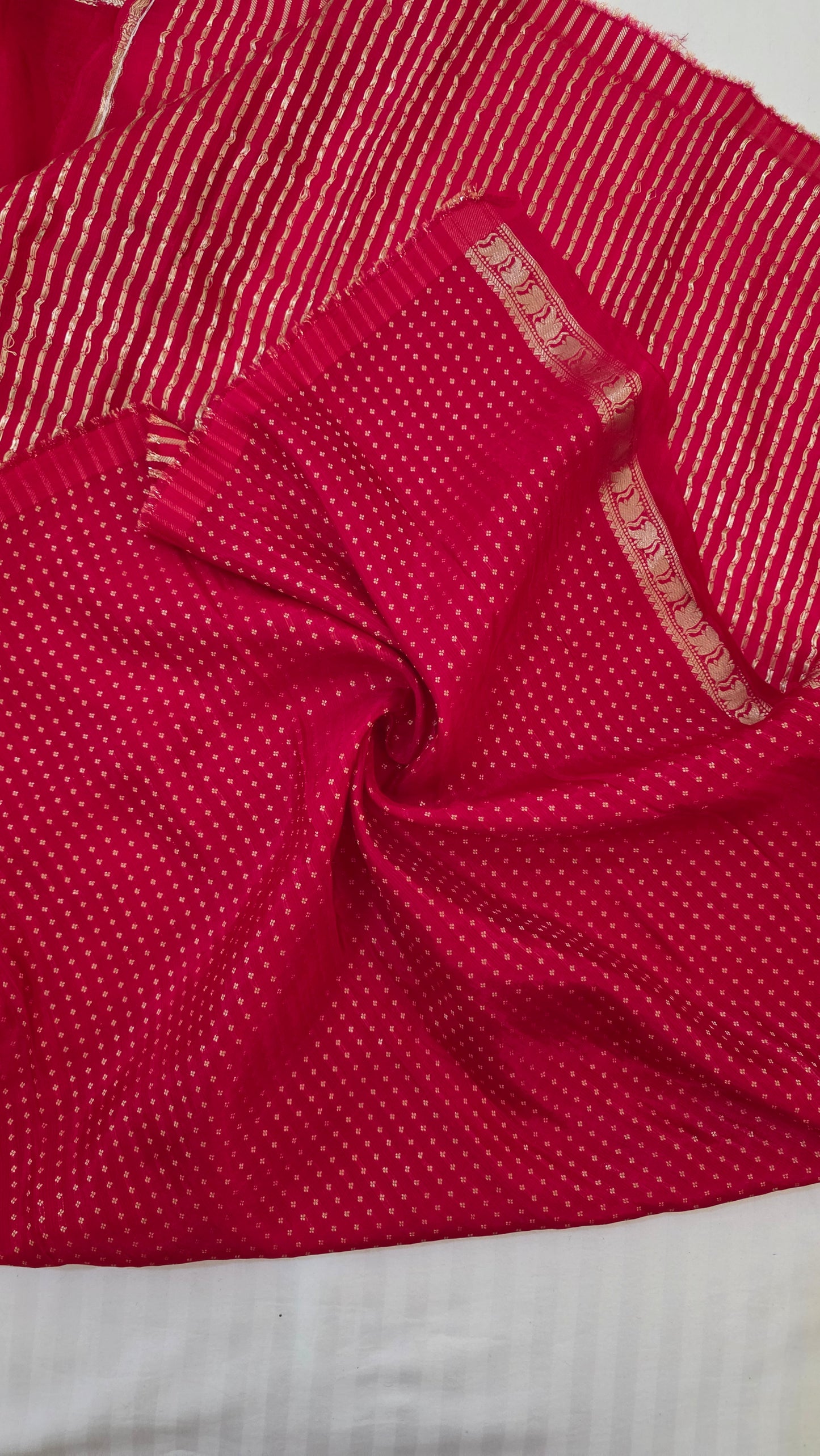 Red plain Mysore crepe Silk