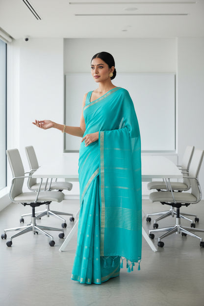Blue Mysore crepe Silk