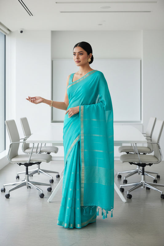Blue Mysore crepe Silk