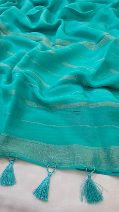 Blue Mysore crepe Silk