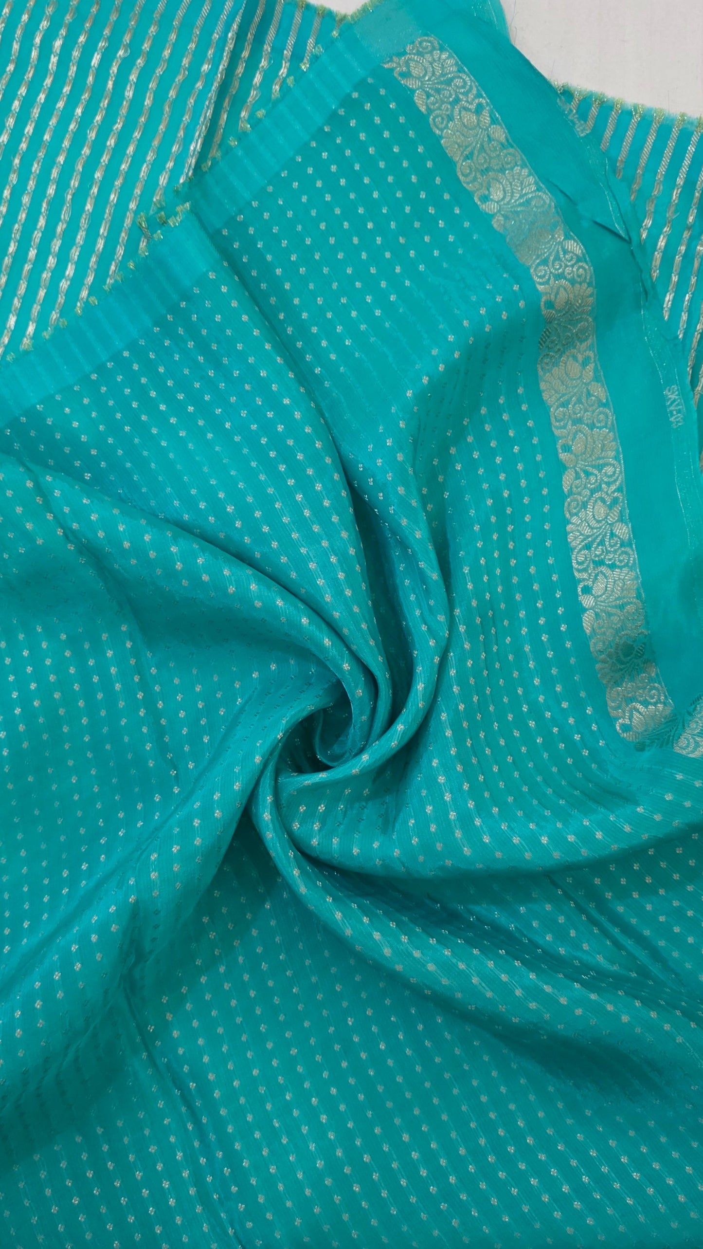 Blue Mysore crepe Silk
