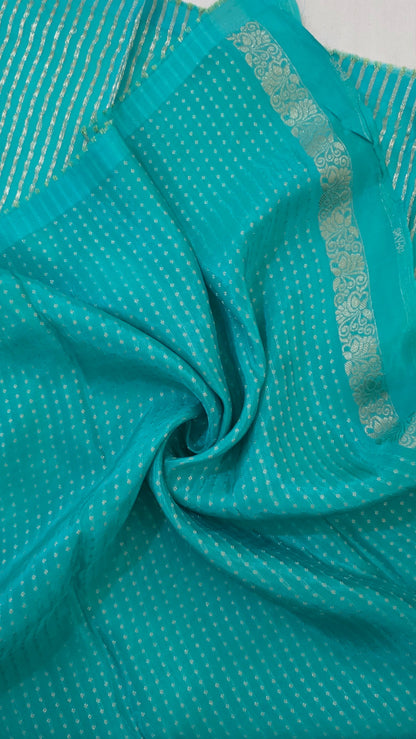 Blue Mysore crepe Silk
