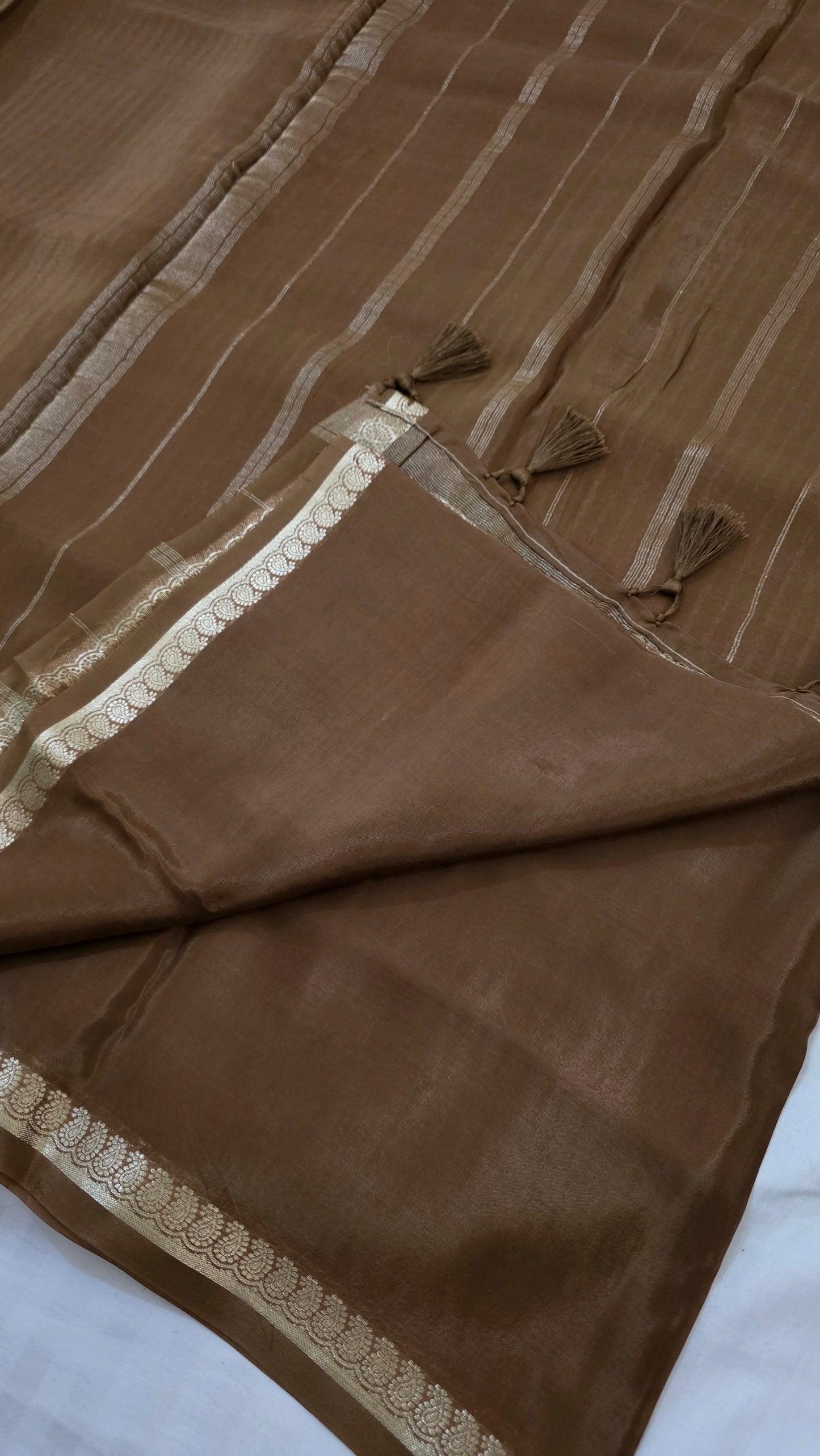 Brown  plain Mysore crepe Silk