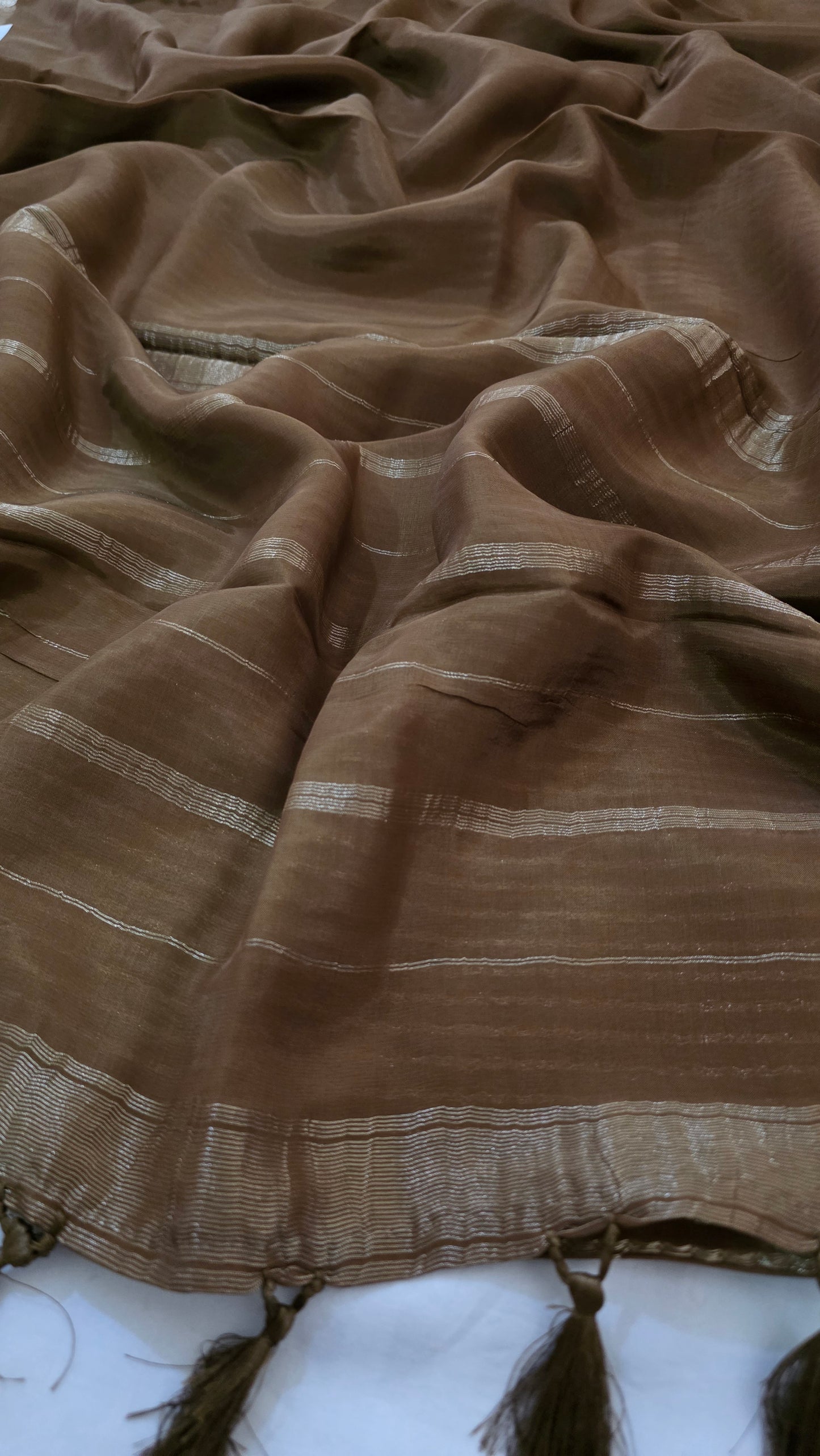 Brown  plain Mysore crepe Silk