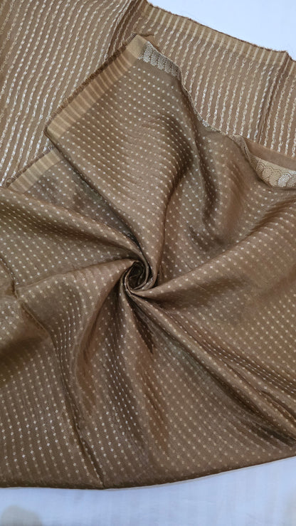 Brown  plain Mysore crepe Silk