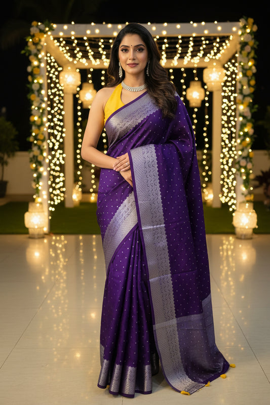 Purple Banarasi silk Saree