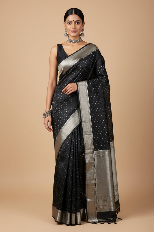 Black Banarasi silk Saree