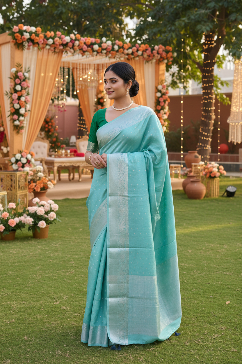 Green Banarasi silk Saree
