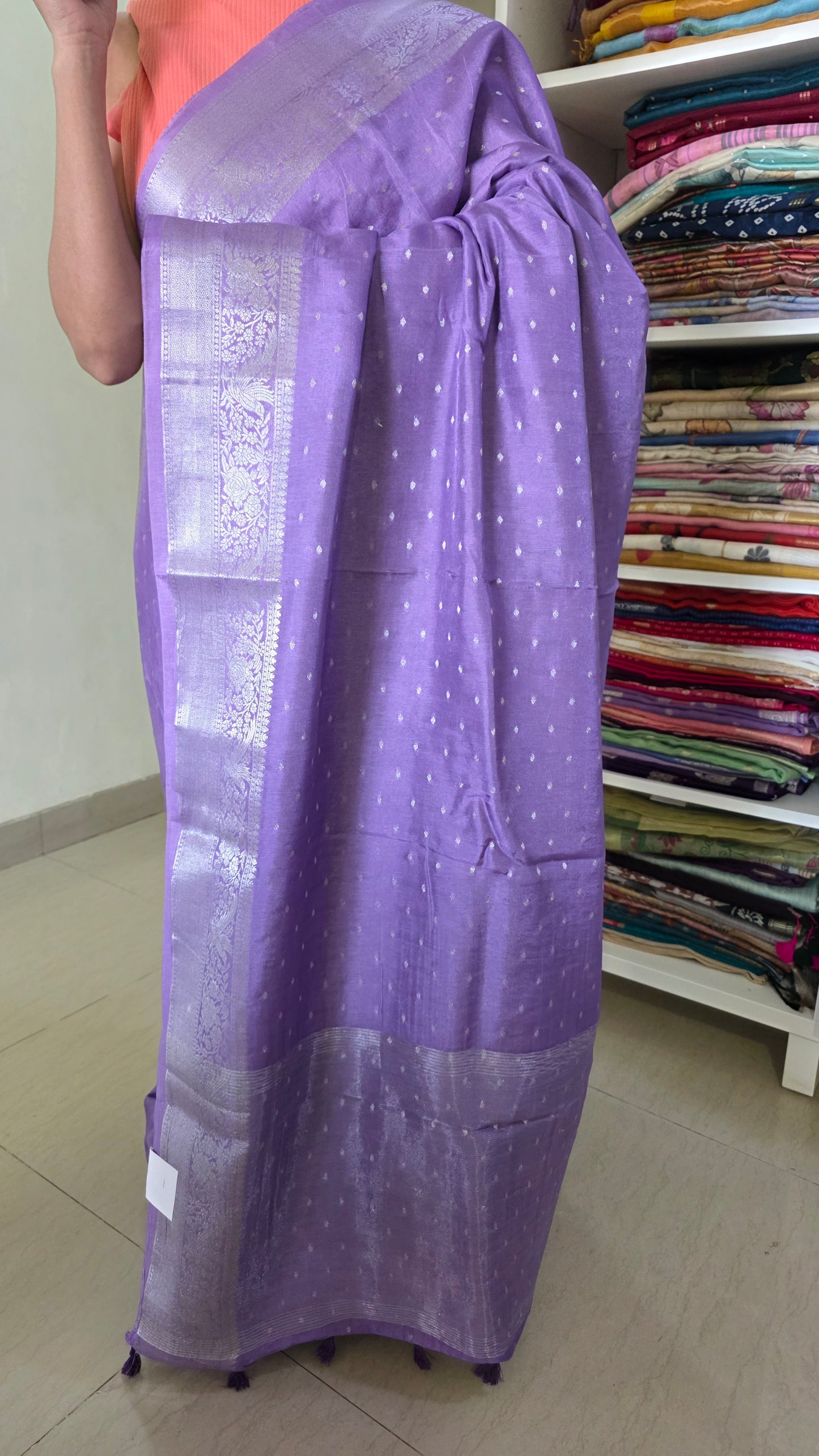 Lavender Banarasi silk Saree
