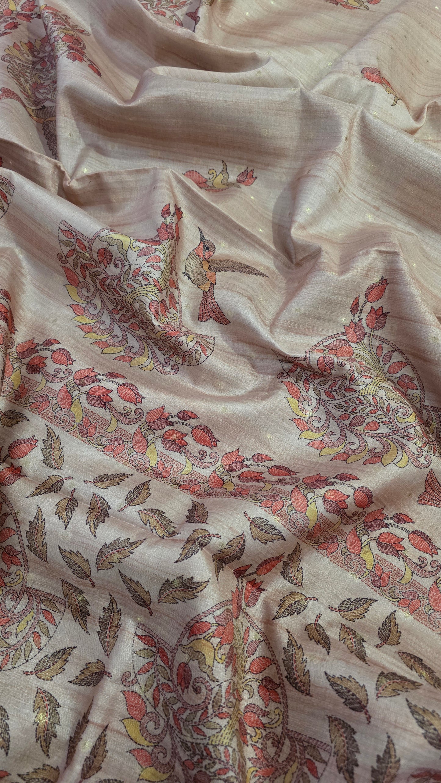 Sandalwood Madhubani Semi Tussar Silk Saree