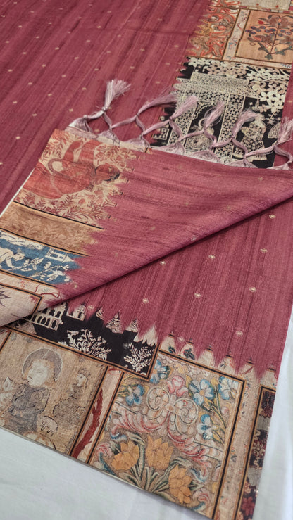 Onion Pink Figure Semi Tussar Silk Saree