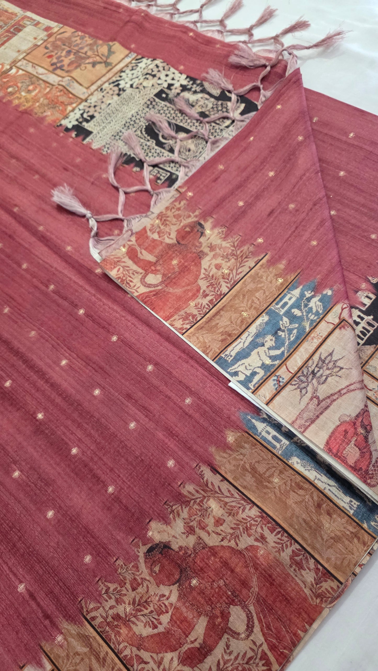 Onion Pink Figure Semi Tussar Silk Saree