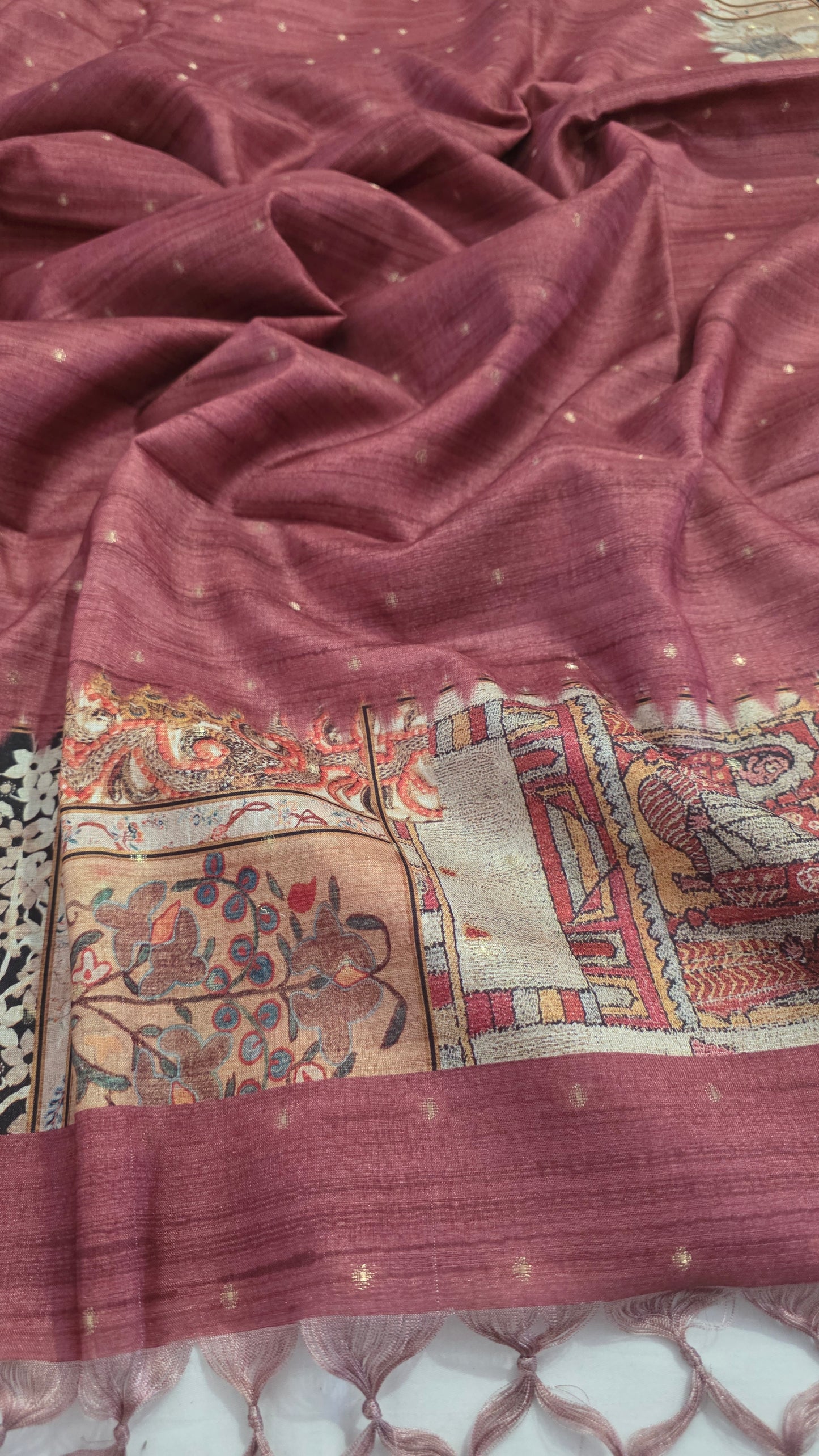 Onion Pink Figure Semi Tussar Silk Saree