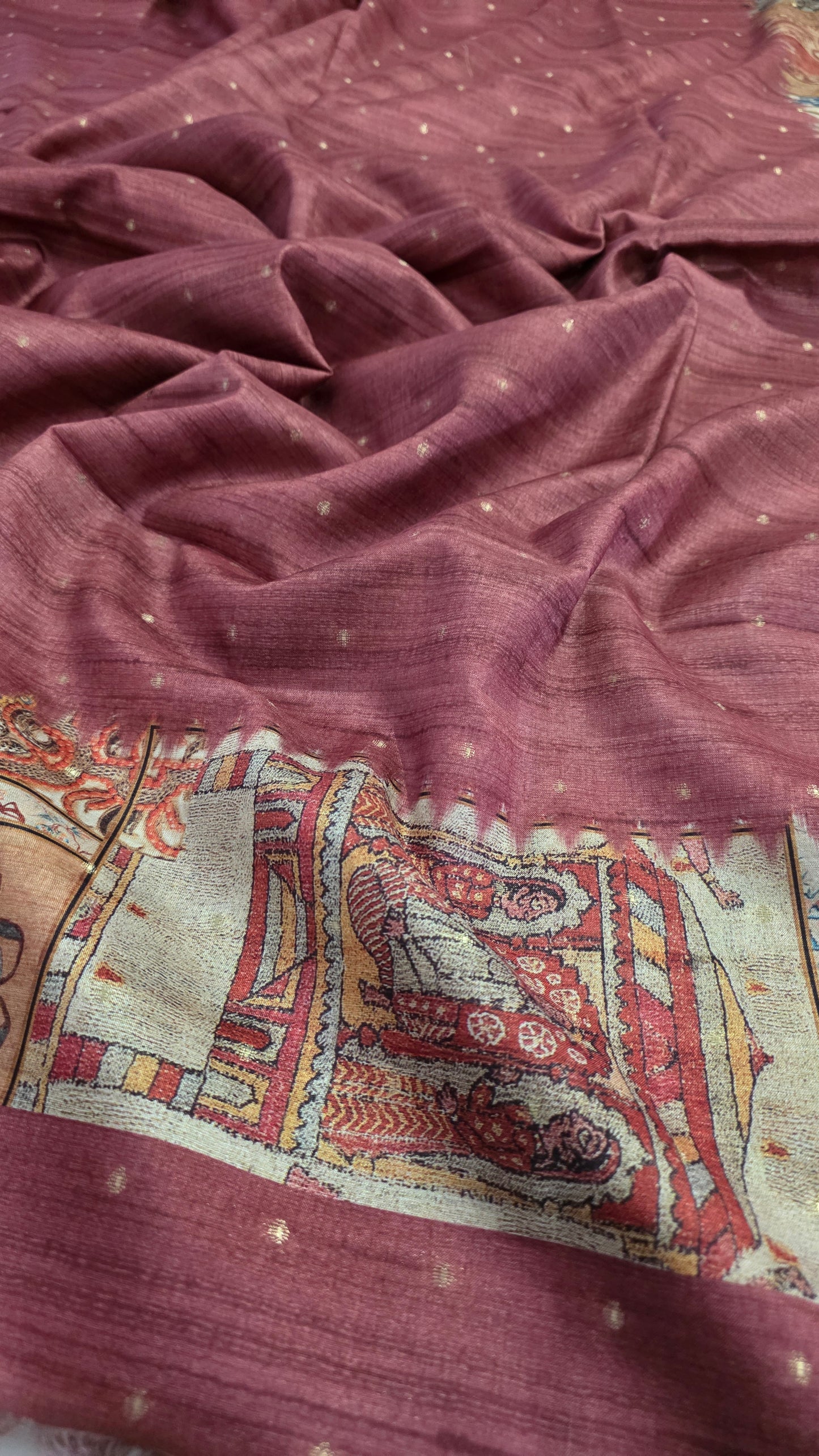 Onion Pink Figure Semi Tussar Silk Saree