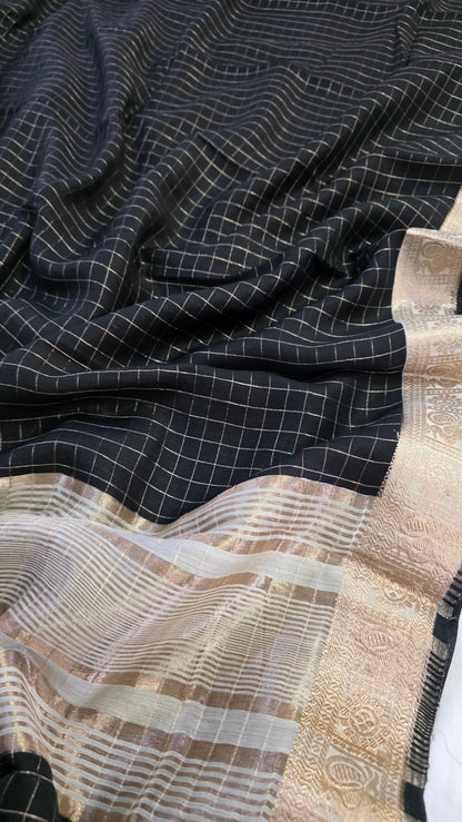 Black kalamkari Viscose Silk saree