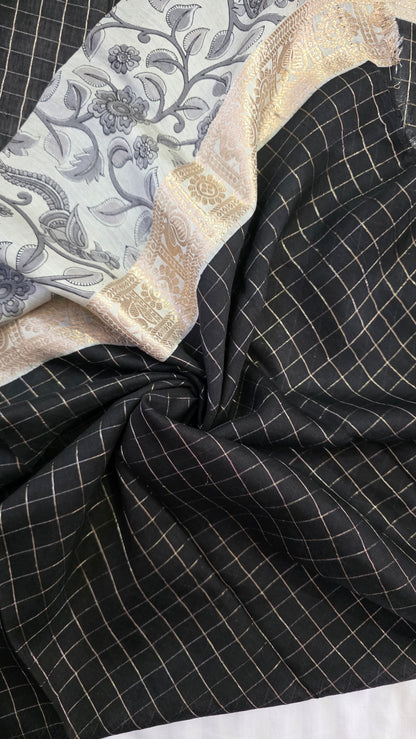 Black kalamkari Viscose Silk saree