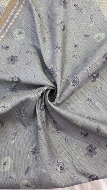 Black Floral Tussar silk  Saree