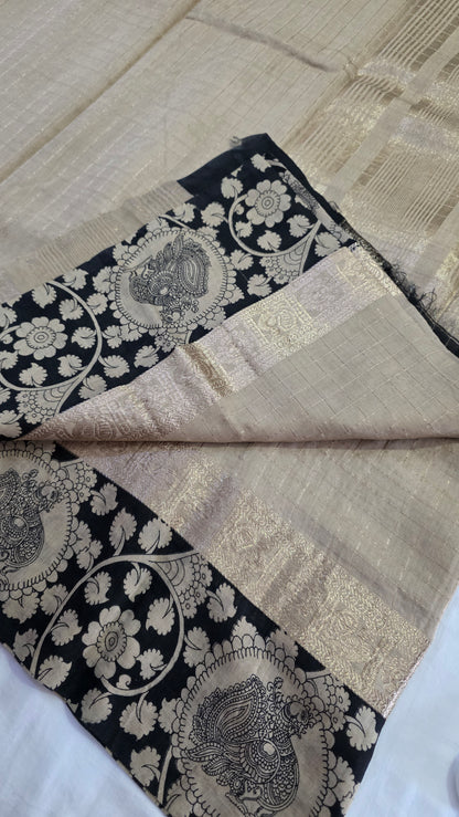 Beige kalamkari Viscose Silk saree