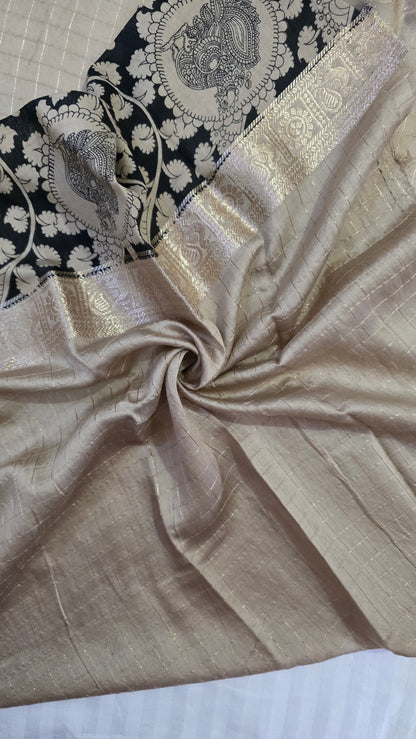 Beige kalamkari Viscose Silk saree