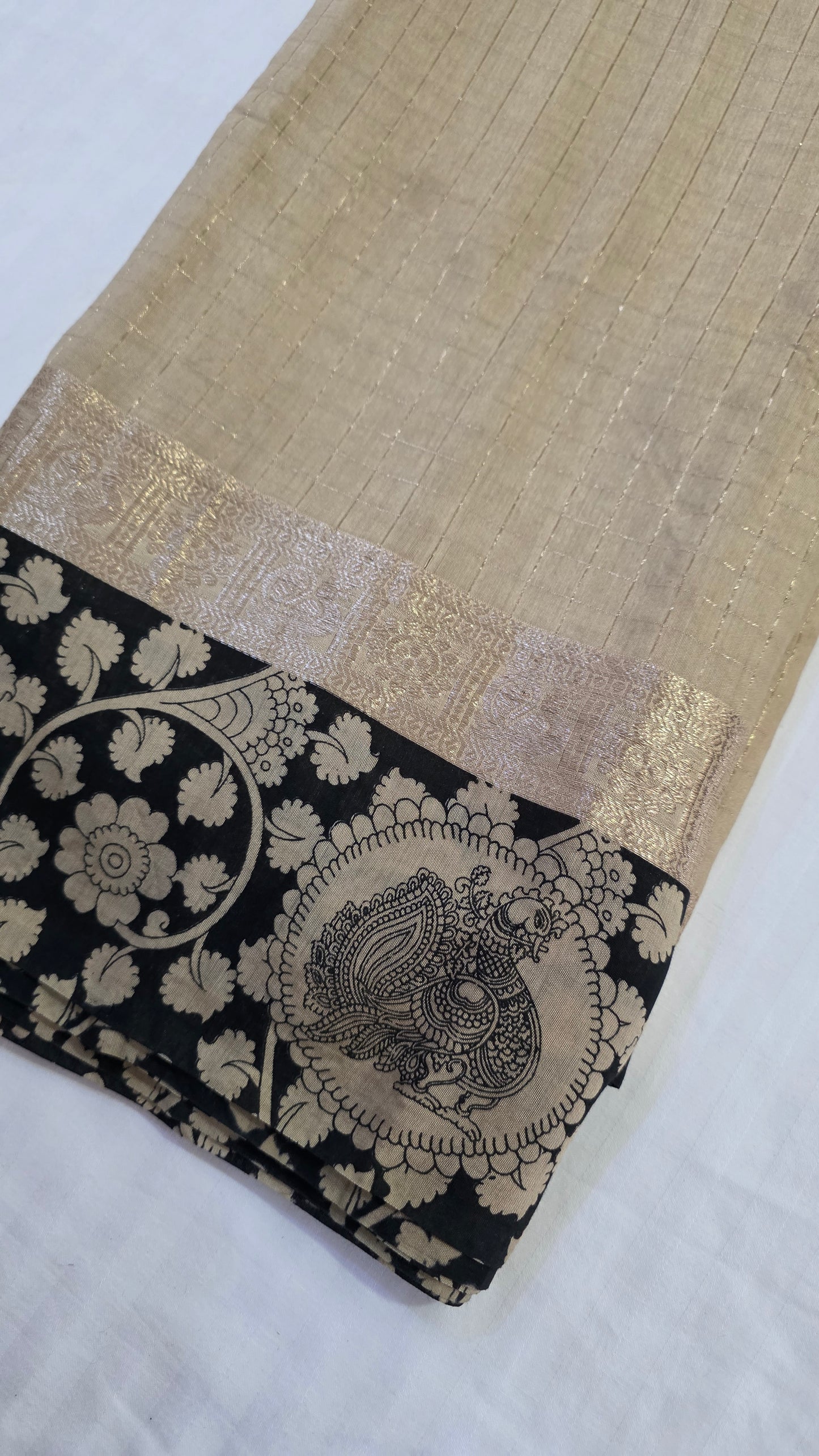 Beige kalamkari Viscose Silk saree