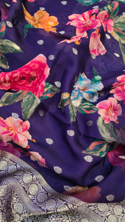 Purple Tussar silk with Banarasi Pallu