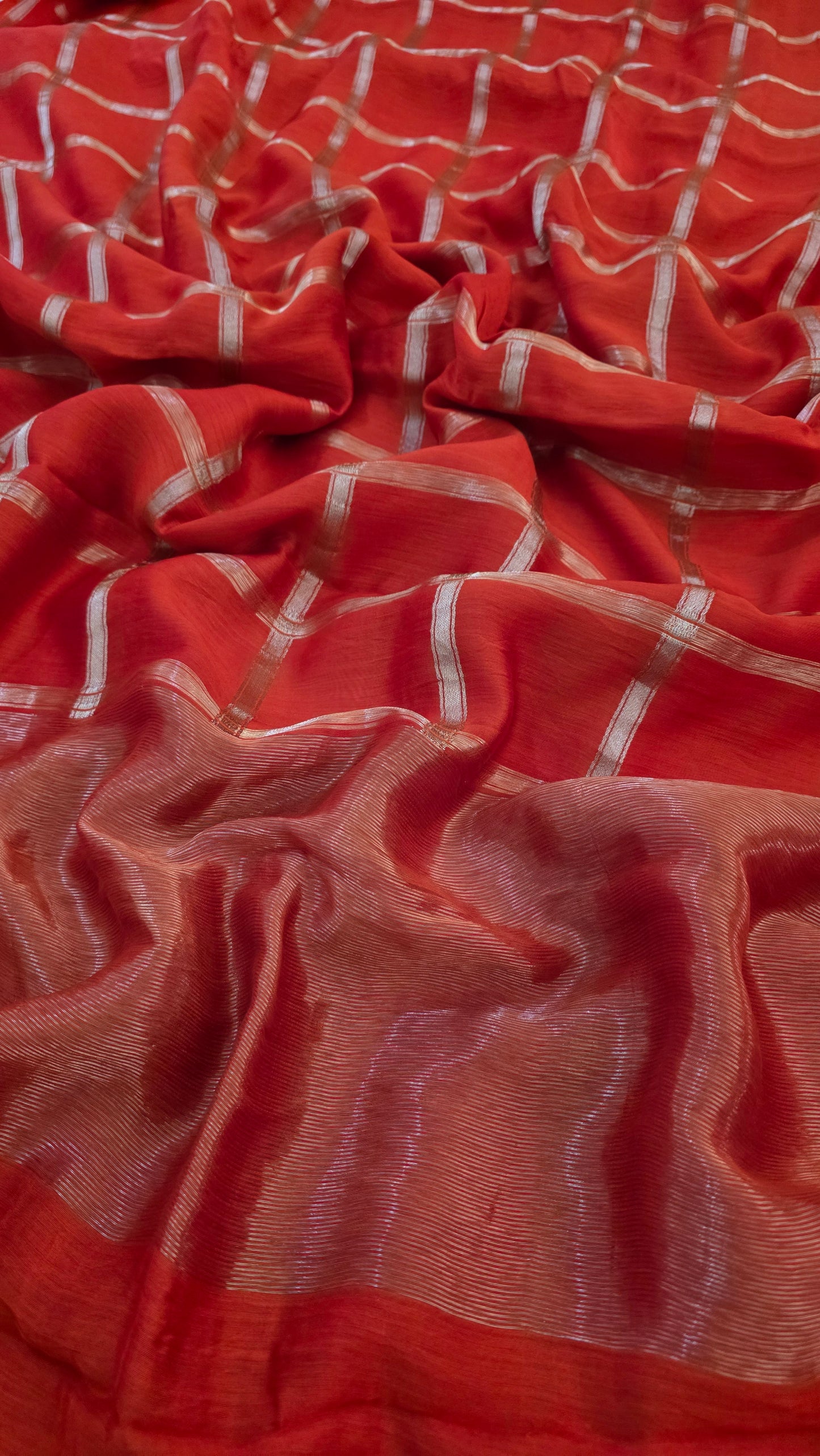 Orange  Viscose Silk Saree