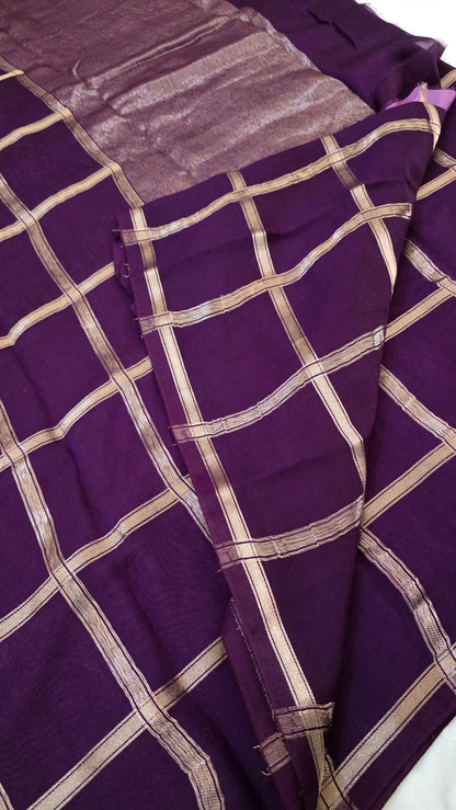 Purple Viscose Silk Saree