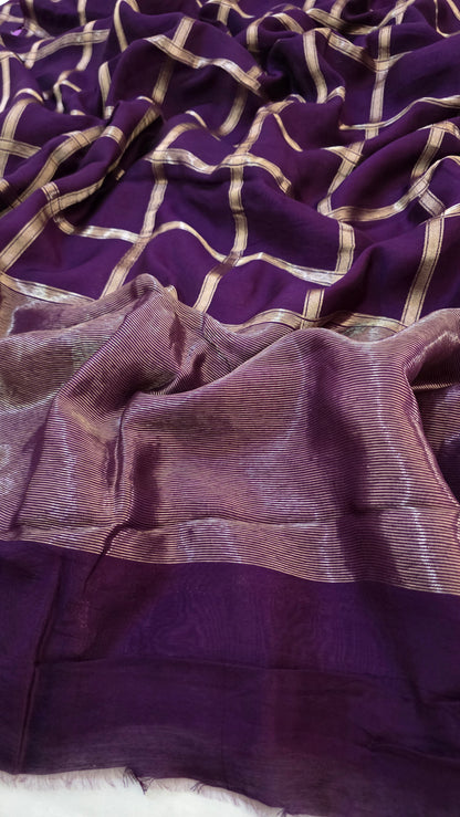 Purple Viscose Silk Saree