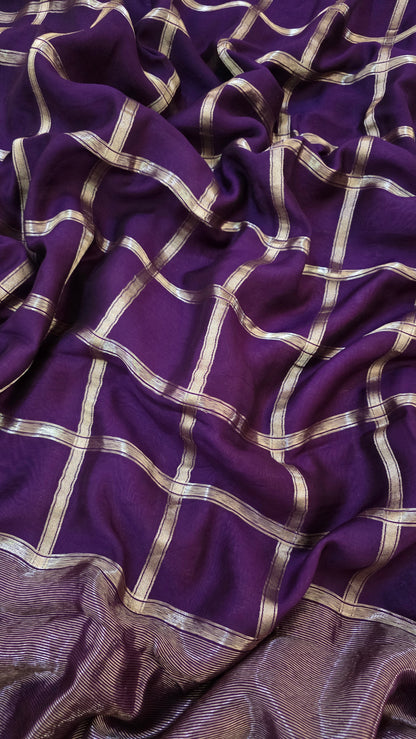 Purple Viscose Silk Saree