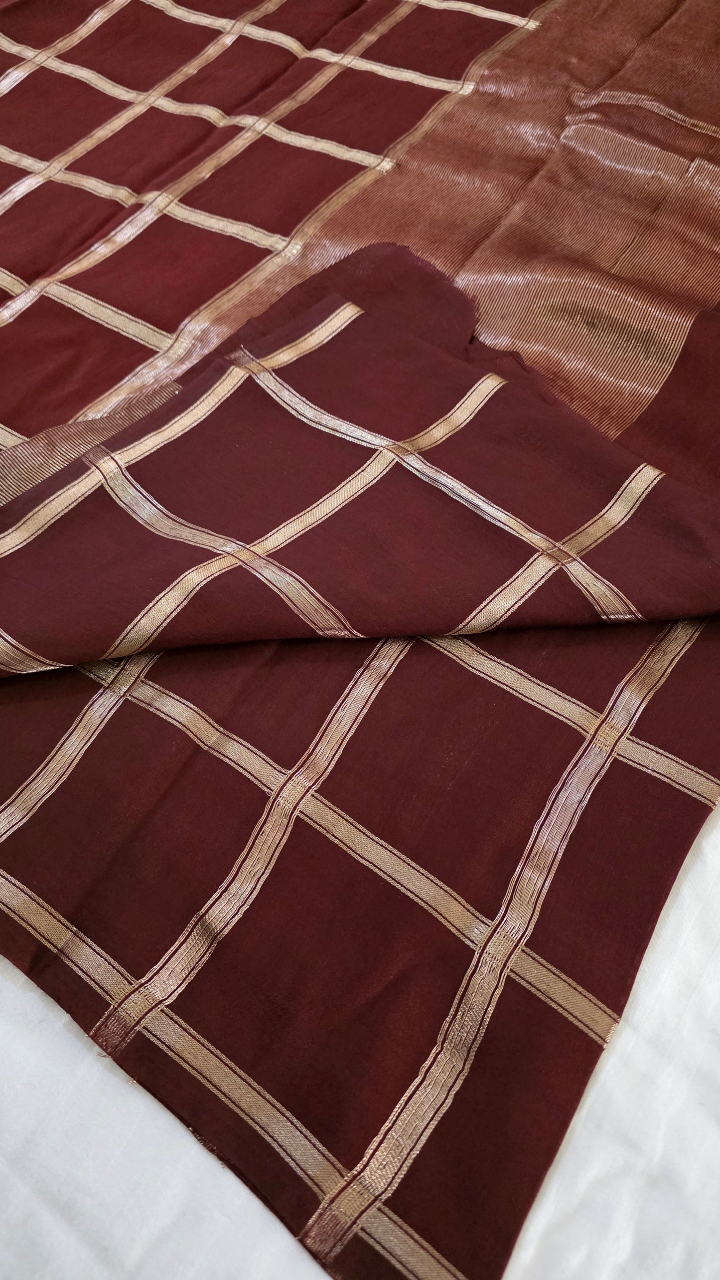 Brown Viscose Silk Saree