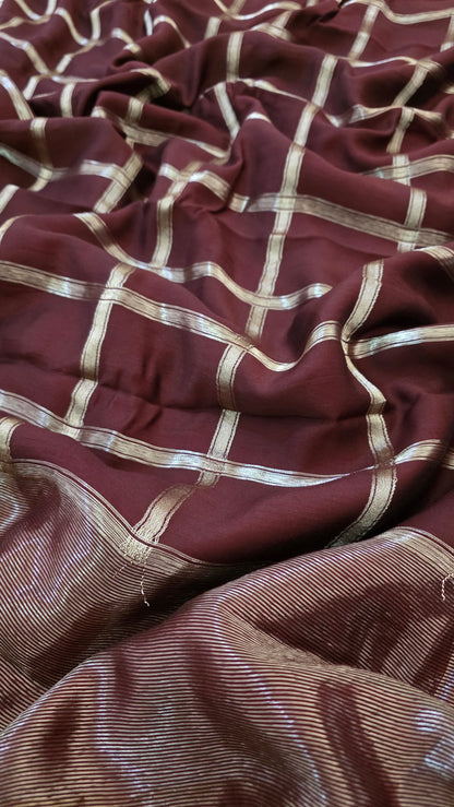 Brown Viscose Silk Saree