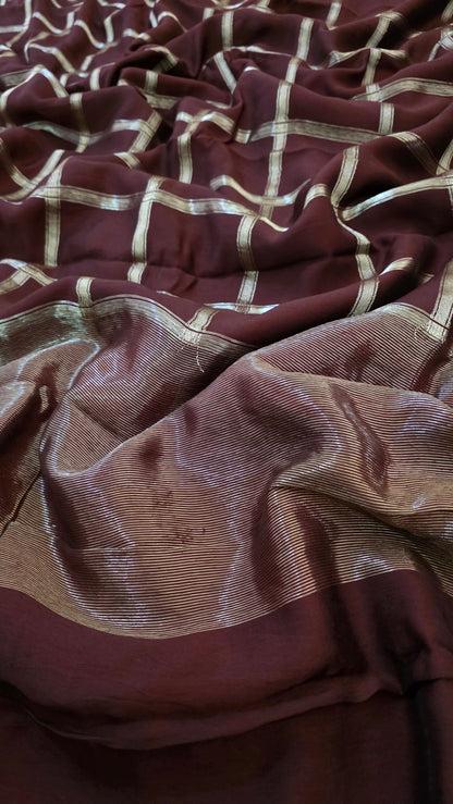 Brown Viscose Silk Saree