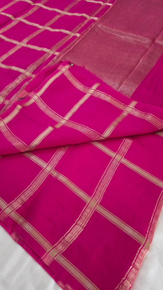 Pink  Viscose Silk Saree