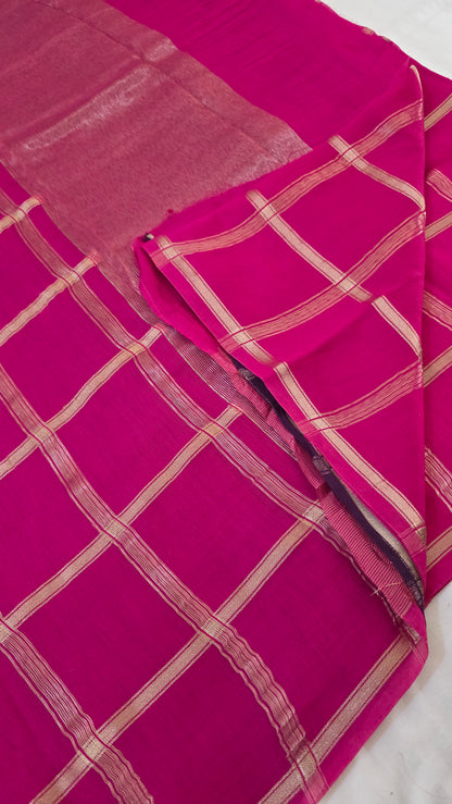 Pink  Viscose Silk Saree