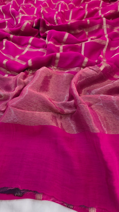 Pink  Viscose Silk Saree