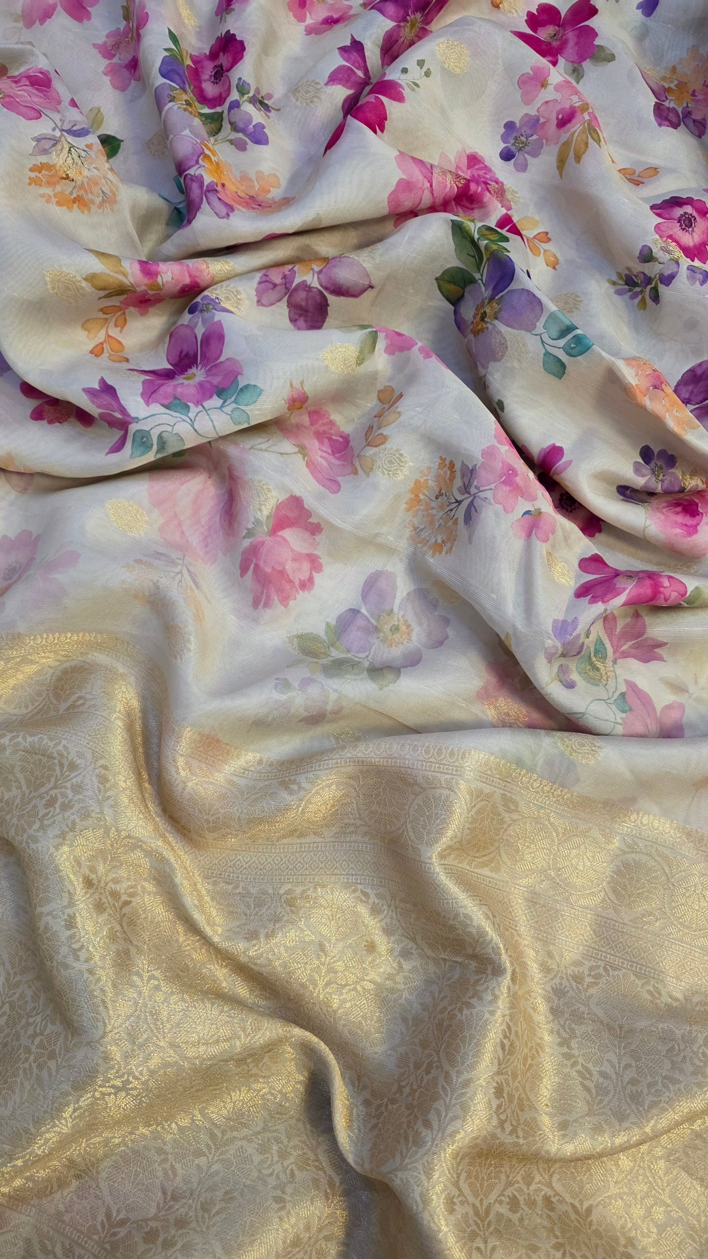 Ivory Tussar silk with Banarasi Pallu