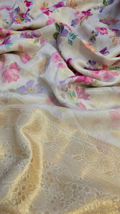 Ivory Tussar silk with Banarasi Pallu
