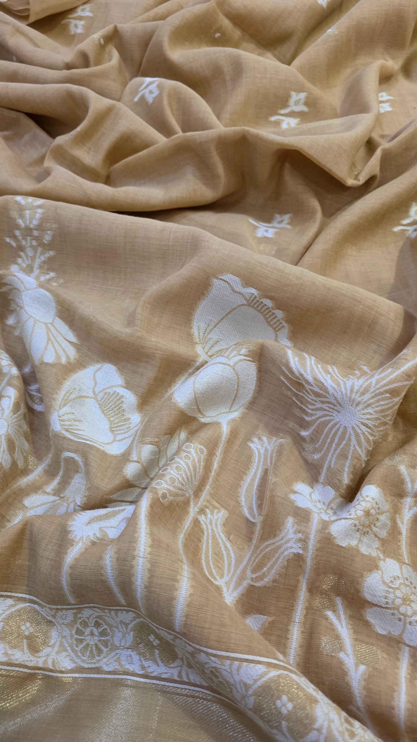 Ivory green Munga Silk Jamdani