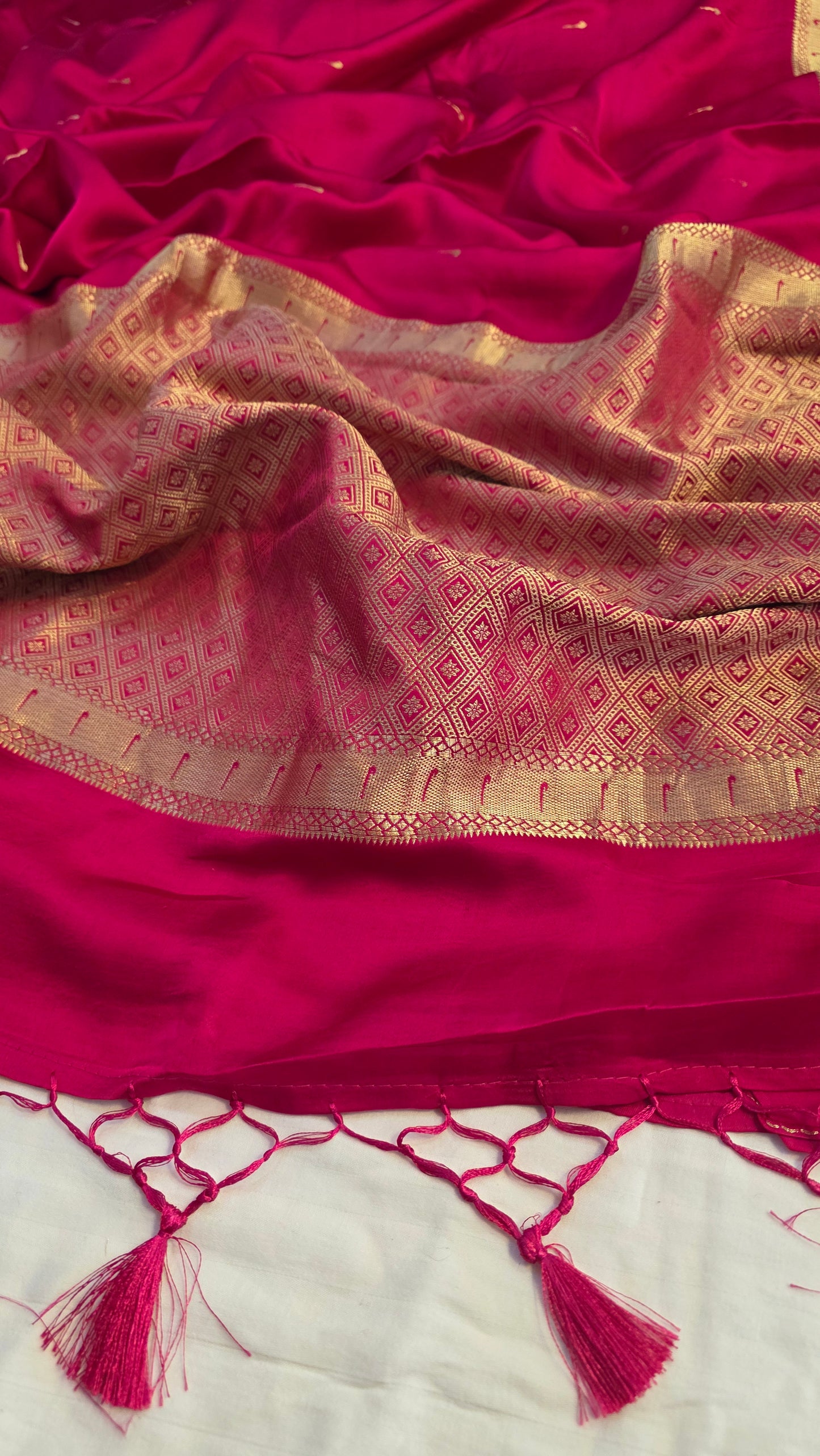 Pink Paithani border Satin Silk Saree