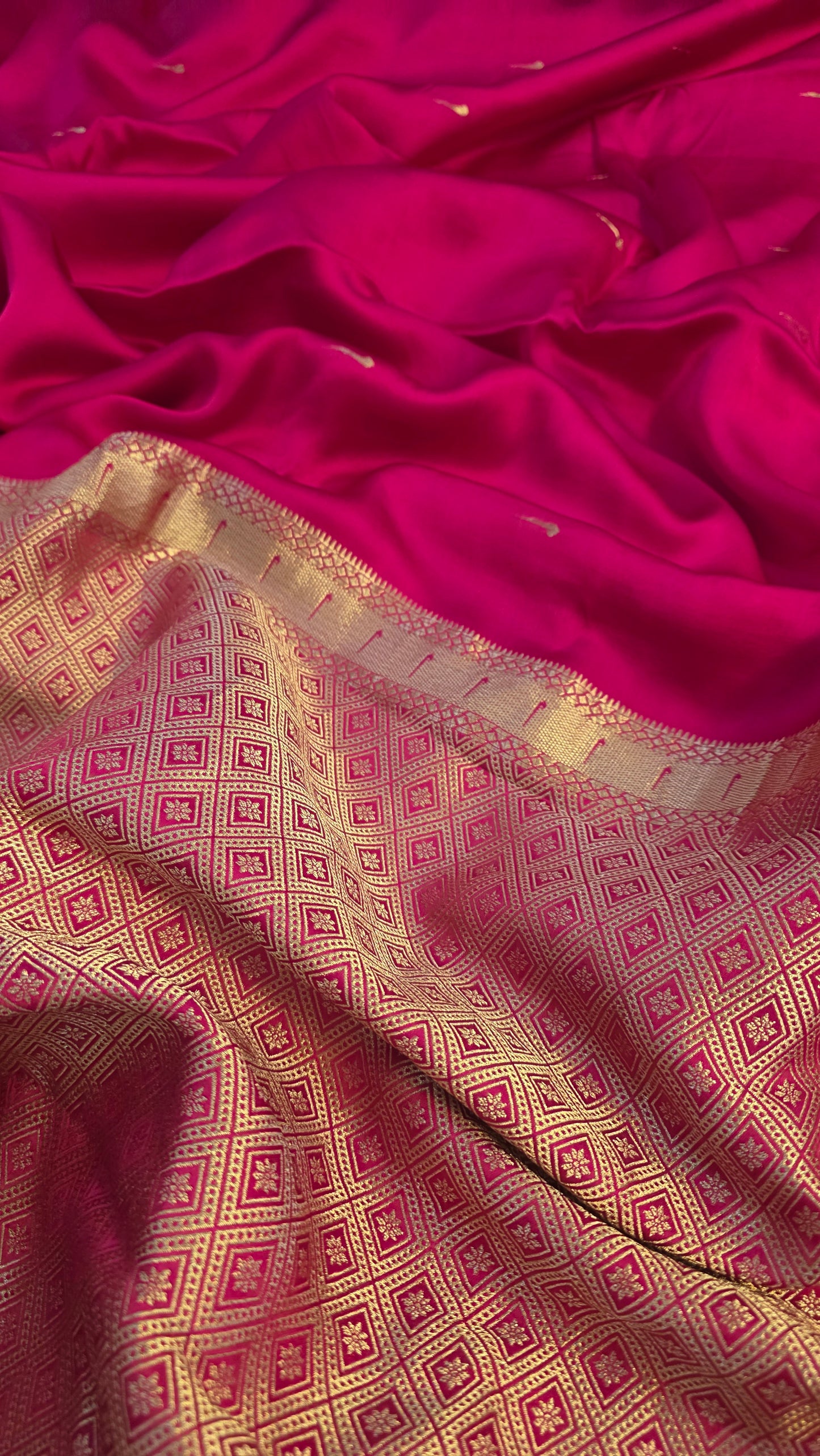 Pink Paithani border Satin Silk Saree
